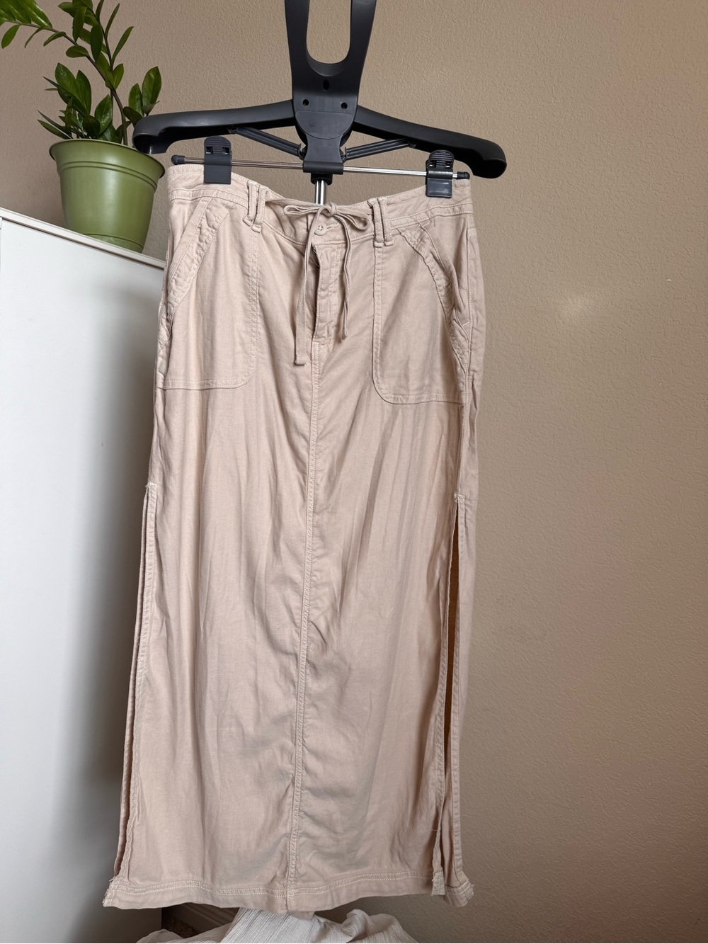 Beige Drawstring Skirt